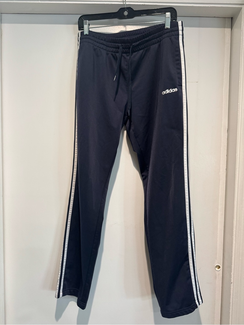 Adidas white Stripe Navy Blue Track Pants women’s large
